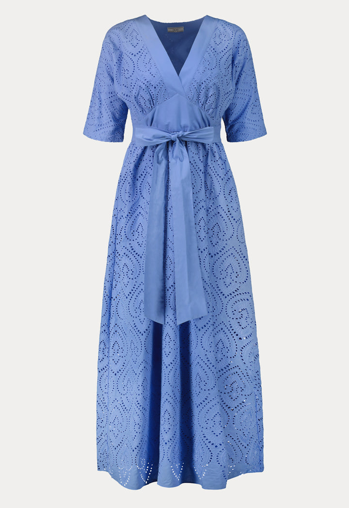 V-Neck Lace Embroidered Maxi Dress