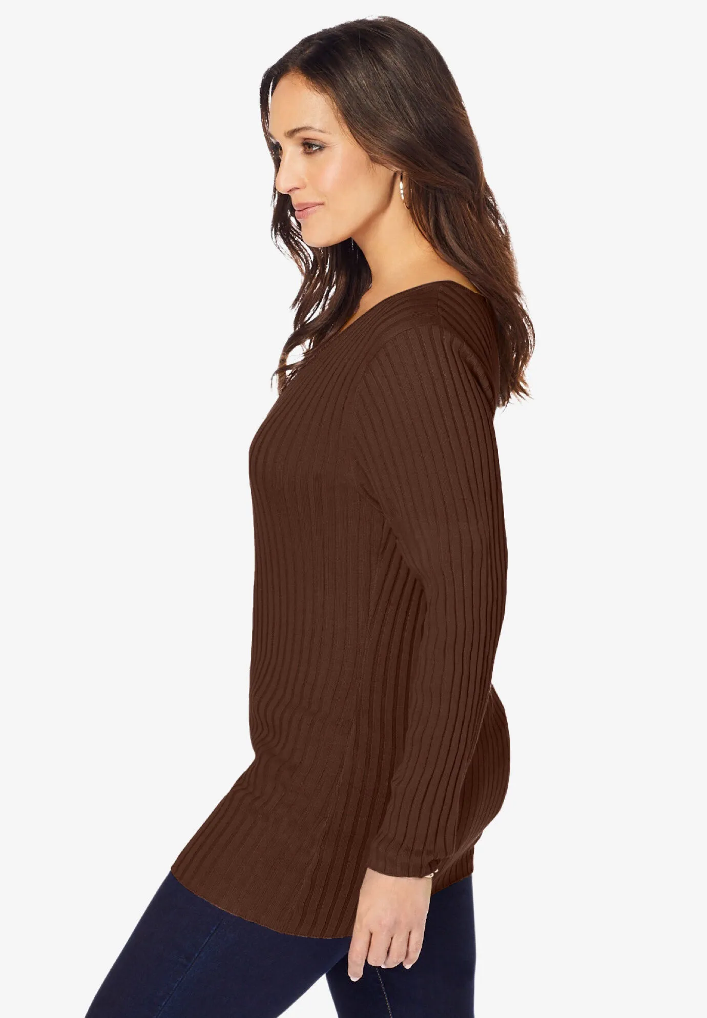 Ribbed V-Neck Sweater