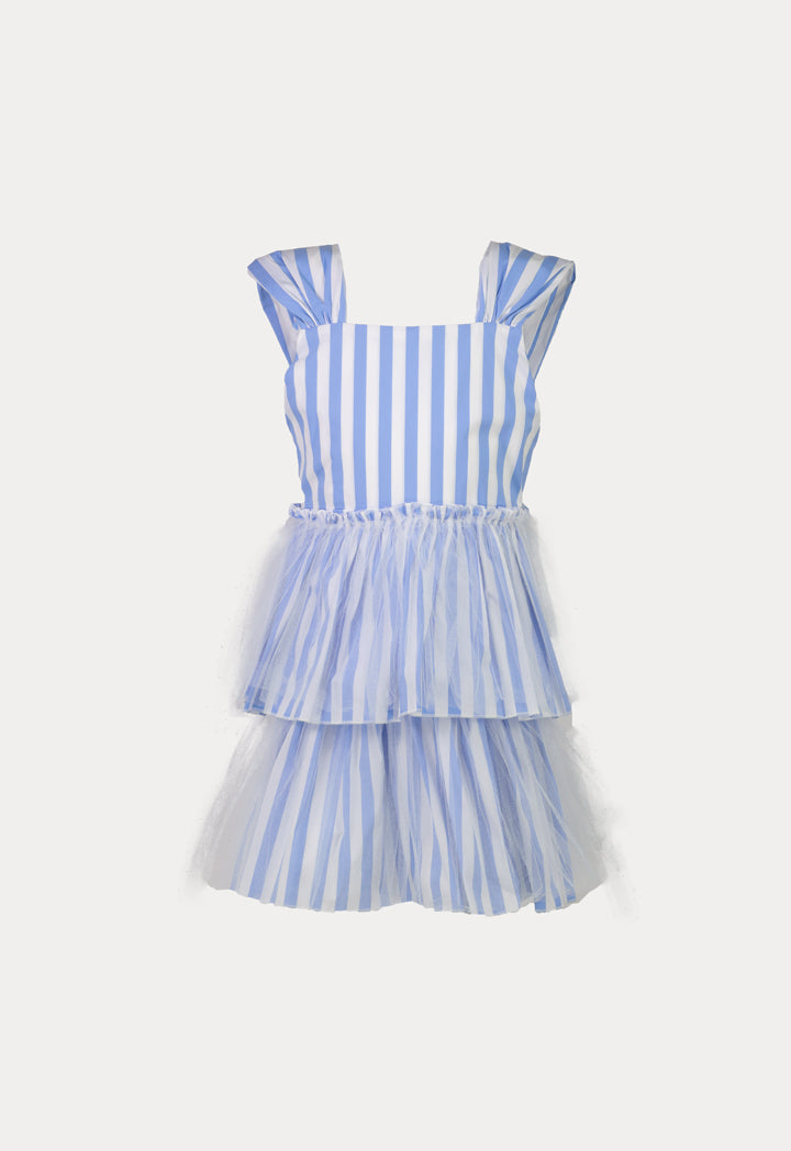 V-Neck Striped Back Square Neck Dress