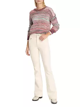 Veronica Beard Beverly HR Skinny Flare Tab Jean Ecru