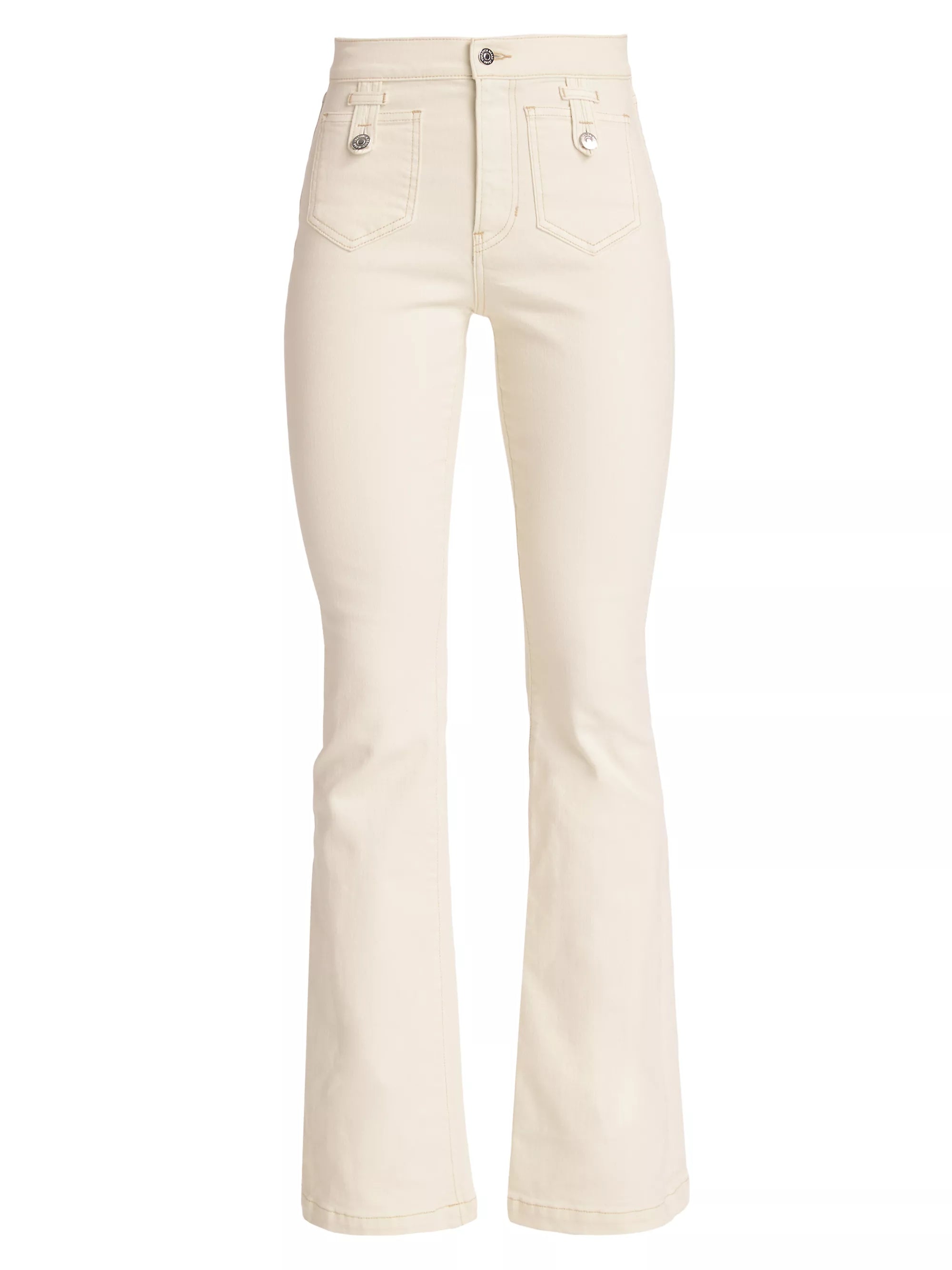 Veronica Beard Beverly HR Skinny Flare Tab Jean Ecru