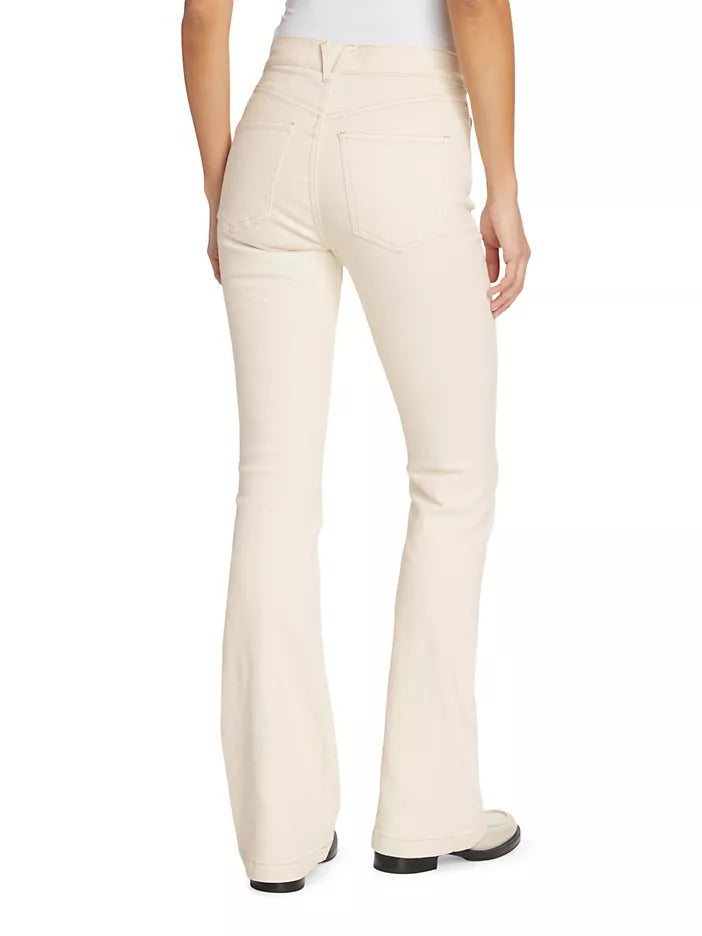 Veronica Beard Beverly HR Skinny Flare Tab Jean Ecru