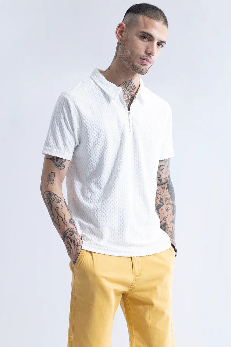 verti-zip white tee