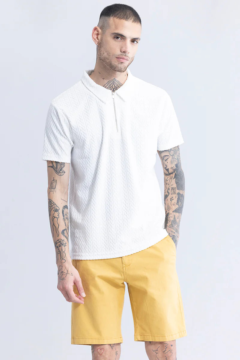 verti-zip white tee