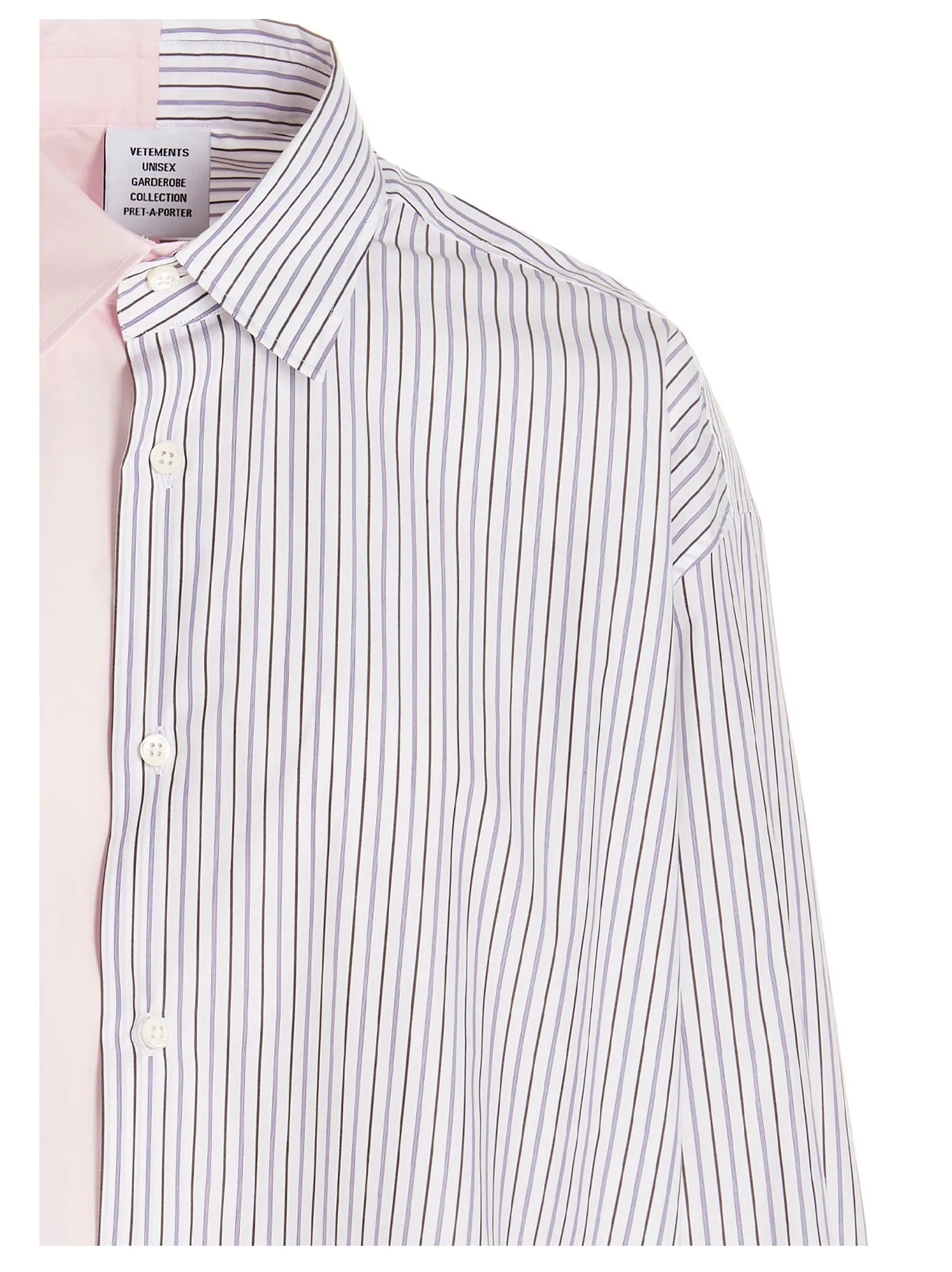 Vetements Logo Striped Long Sleeve Shirt