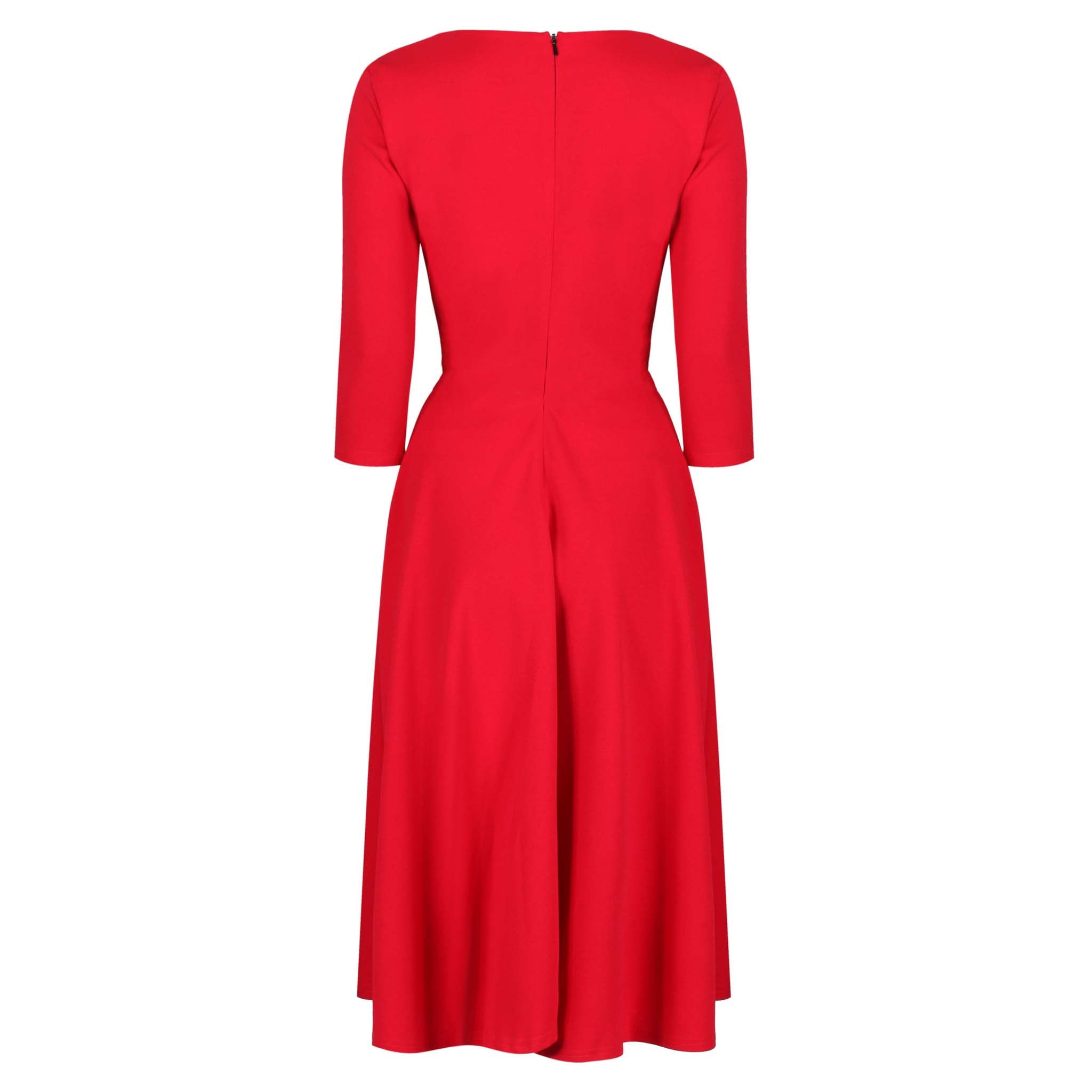 Vintage Red 3/4 Sleeve 1950s Swing Dress