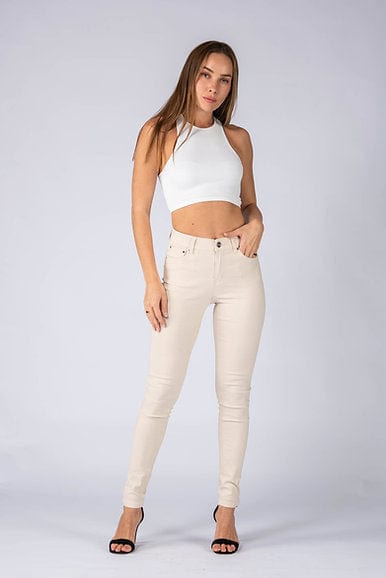 Wakee Beige Stretch Denim Skinny Jeggings 7046