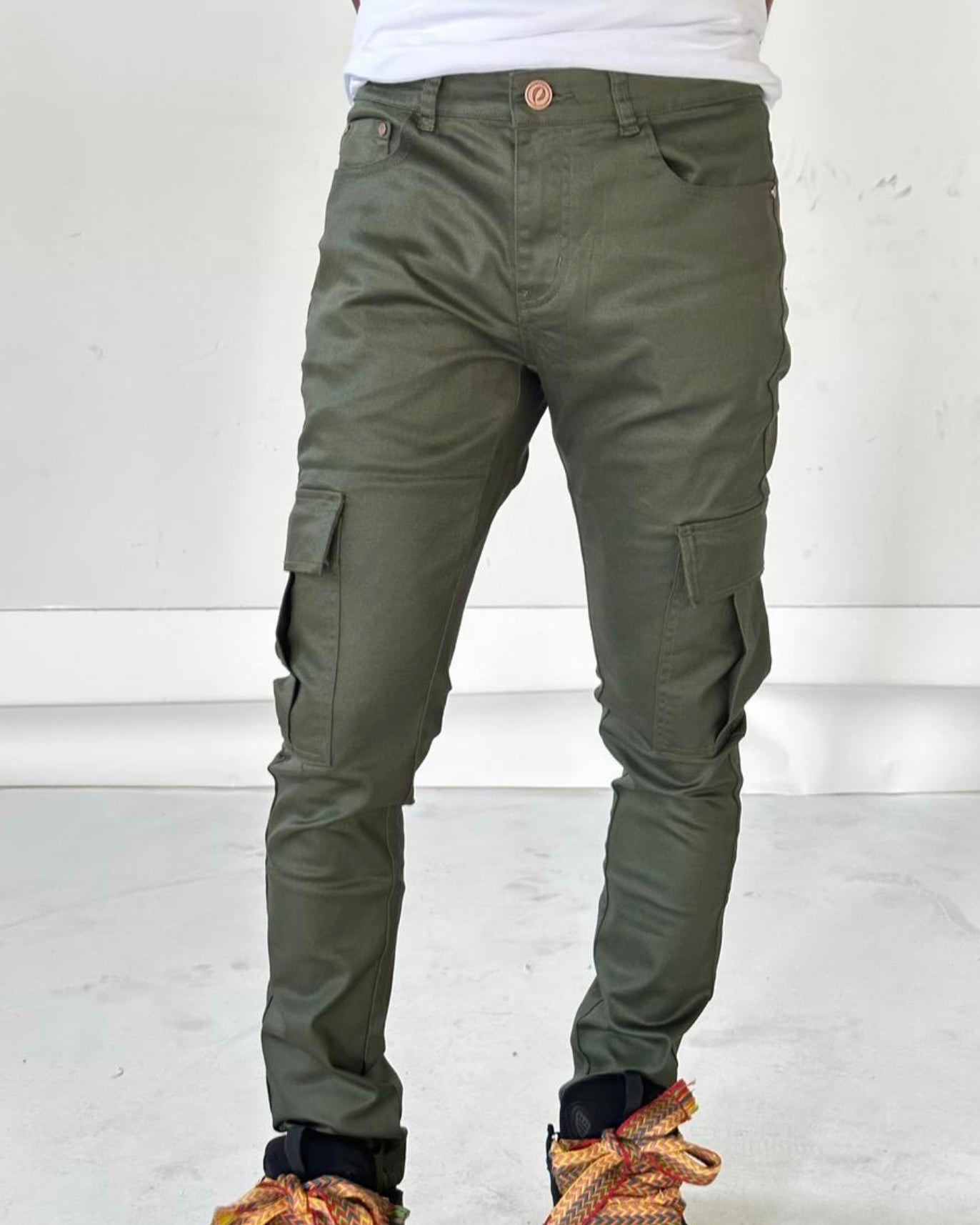 Waxed Denim Cargo Jeans