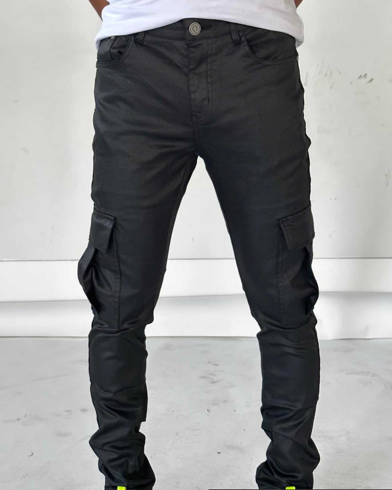 Waxed Denim Cargo Jeans