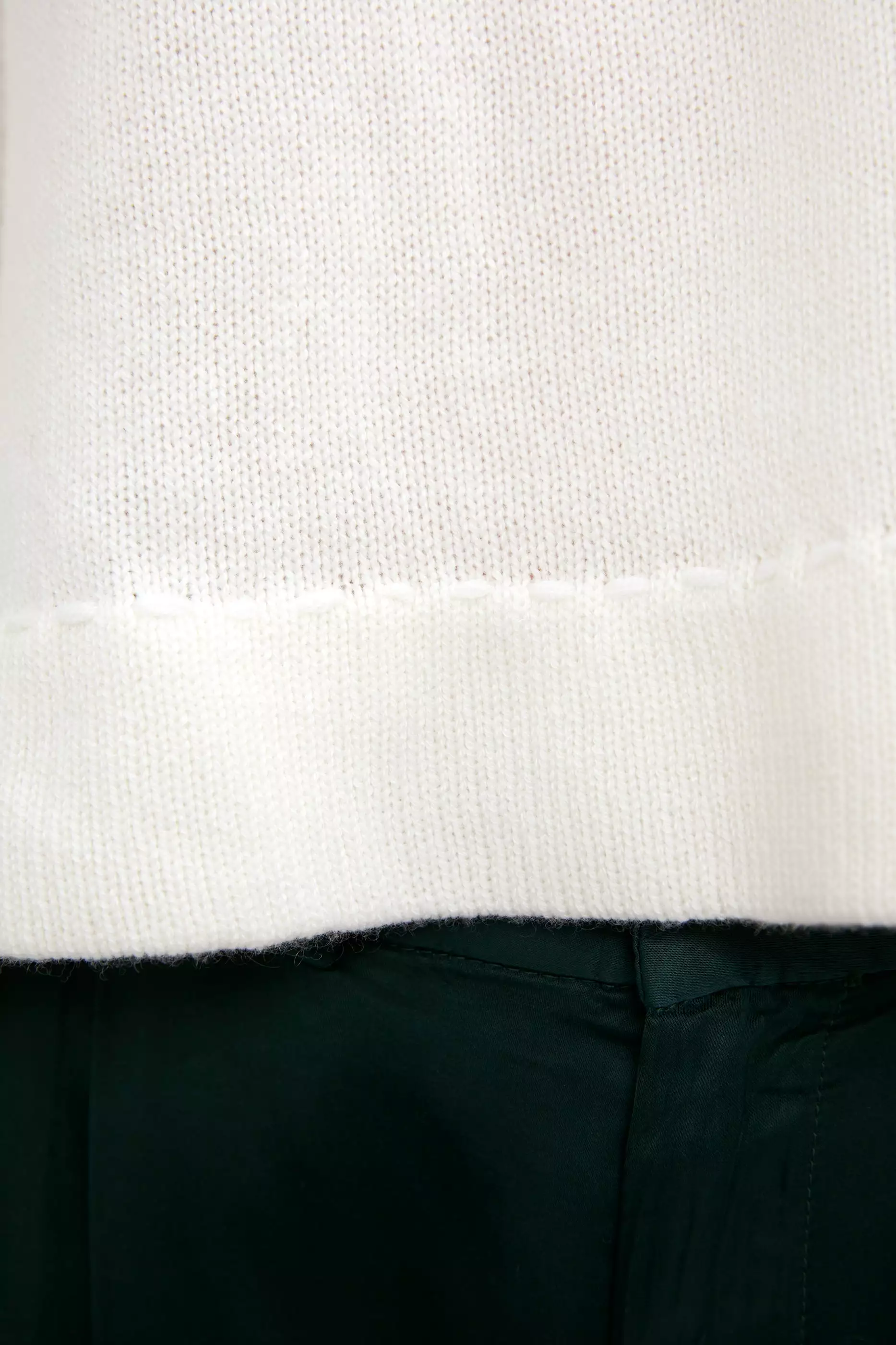 White Cashmere V-Neck Hand-Stitched Sweater