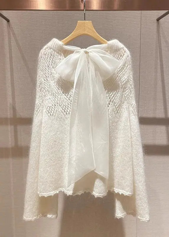 White Lace Up Knit Sweaters - Style HA1029 - Spring Collection