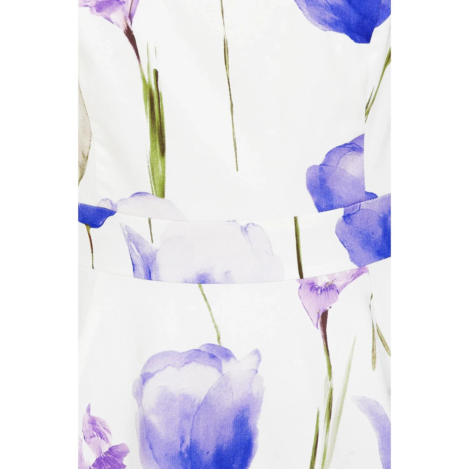 White Purple Tulips Floral Print 50s Swing Dress