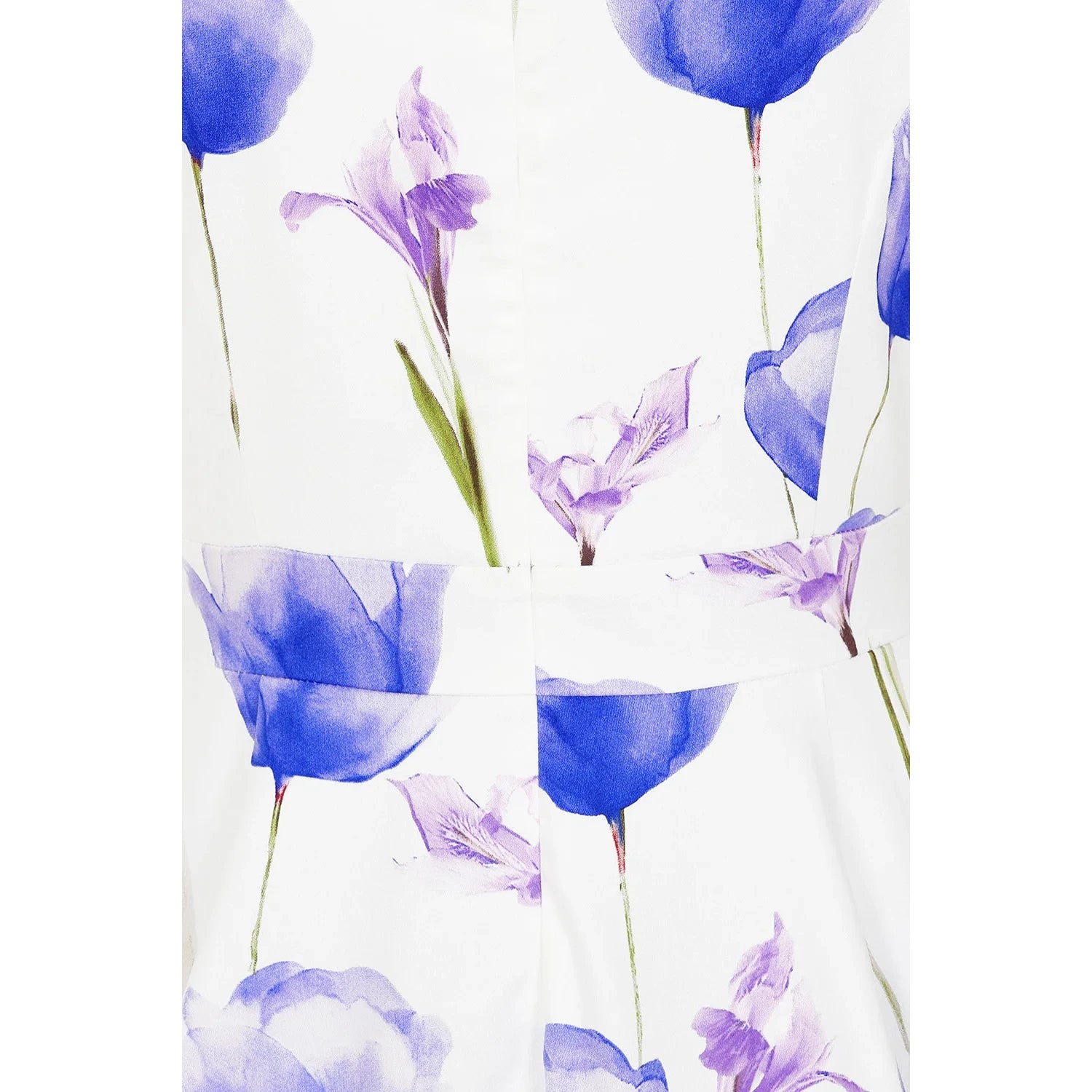 White Purple Tulips Floral Print 50s Swing Dress