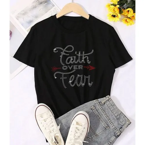 Women's T-shirt | Short Sleeve T-shirt | Diamond Fashion | Letter