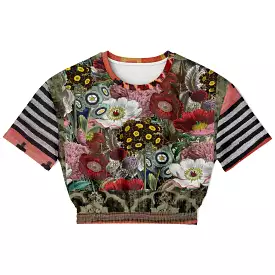 Woodstock Floral Cropped Sweater - Short Sleeve - Eco-Poly