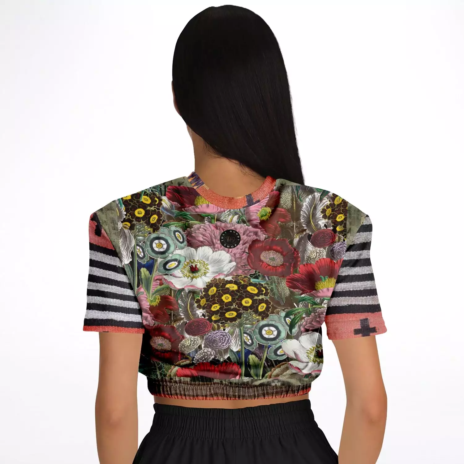 Woodstock Floral Cropped Sweater - Short Sleeve - Eco-Poly