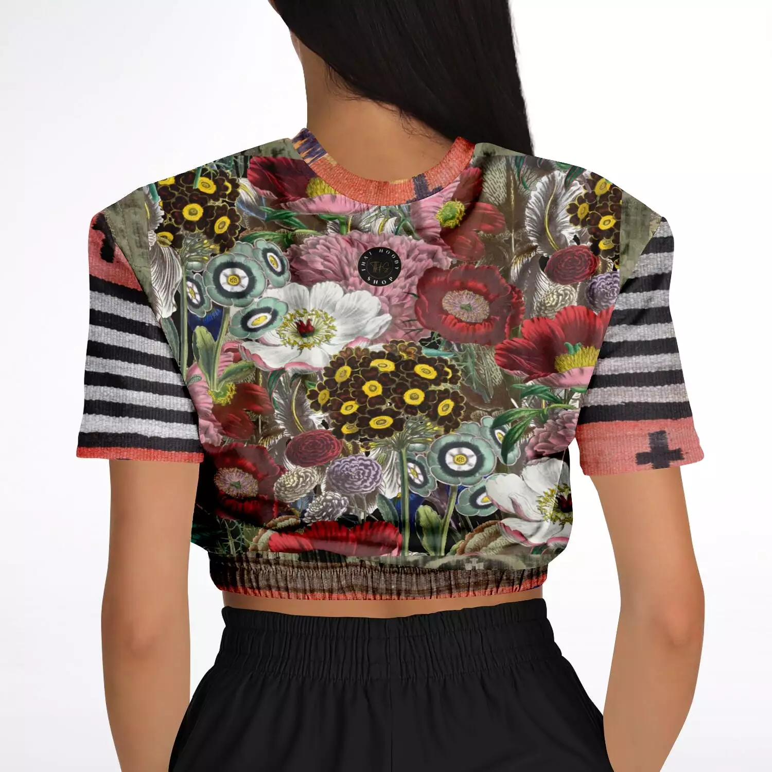 Woodstock Floral Cropped Sweater - Short Sleeve - Eco-Poly