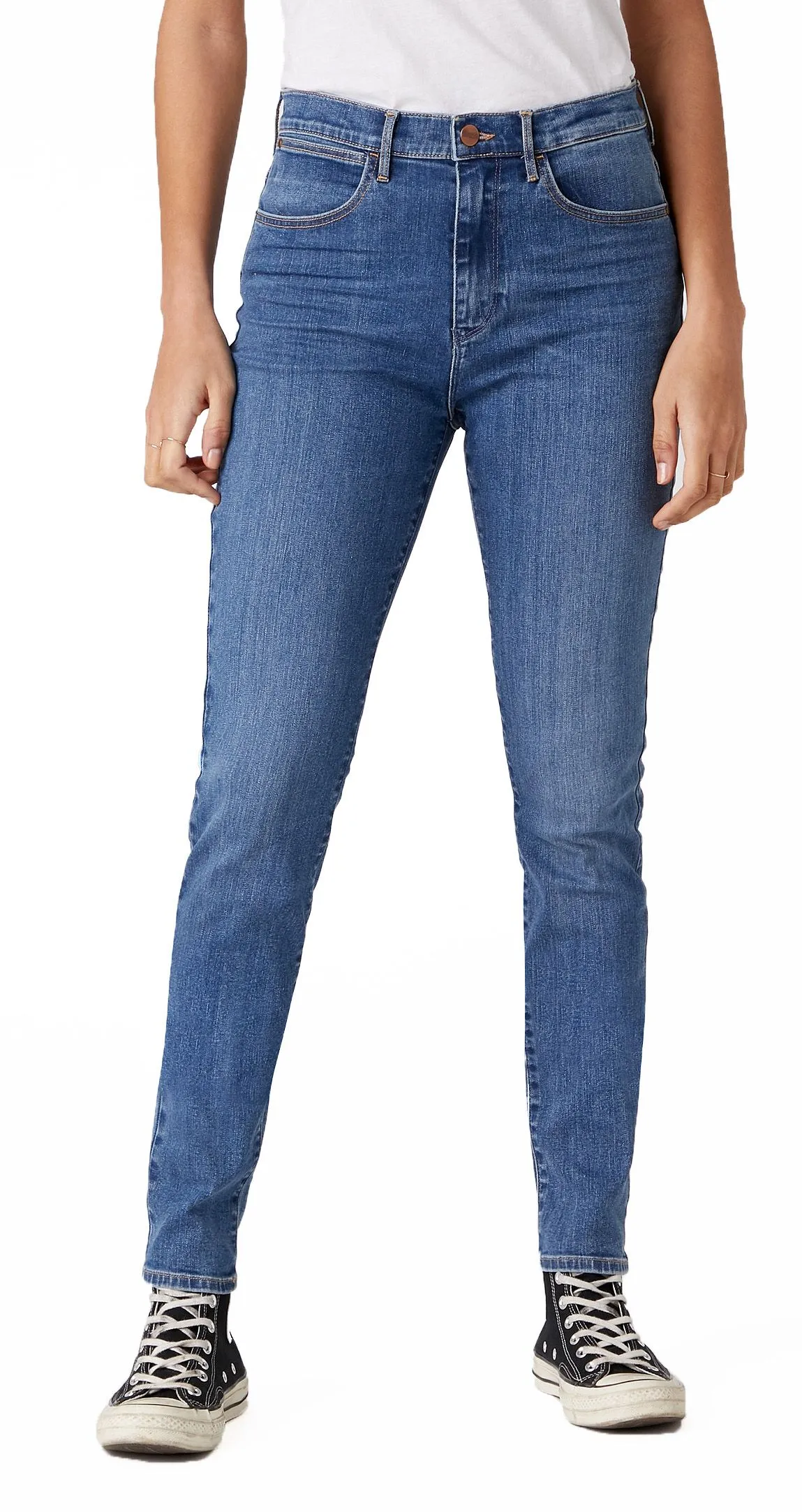 Wrangler High Rise Skinny Stretch Jeans - Wonder Blue