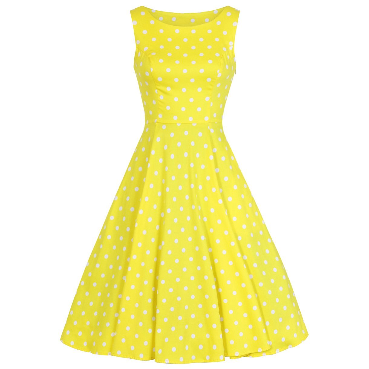 Yellow White Polka Dot Audrey Swing Dress