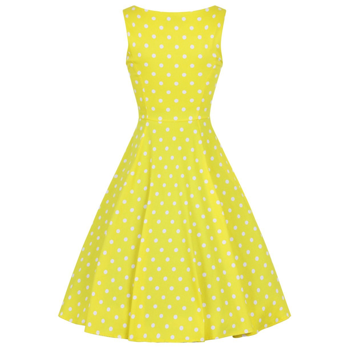 Yellow White Polka Dot Audrey Swing Dress