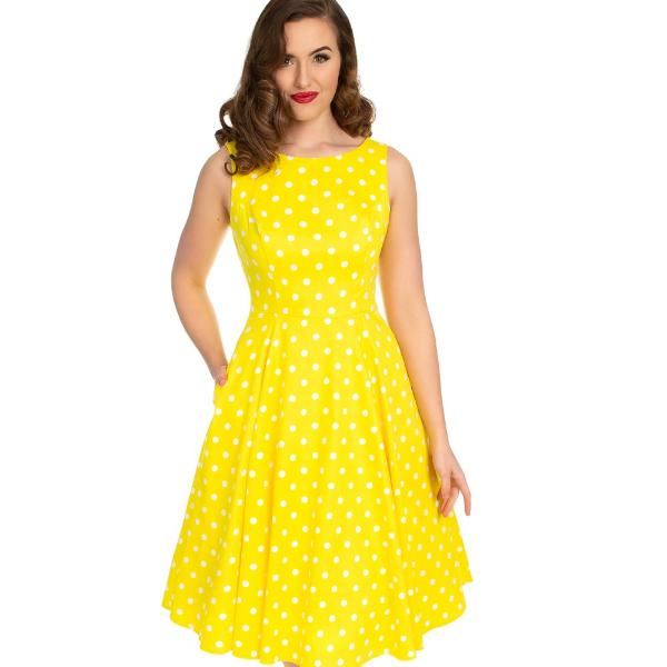 Yellow White Polka Dot Audrey Swing Dress