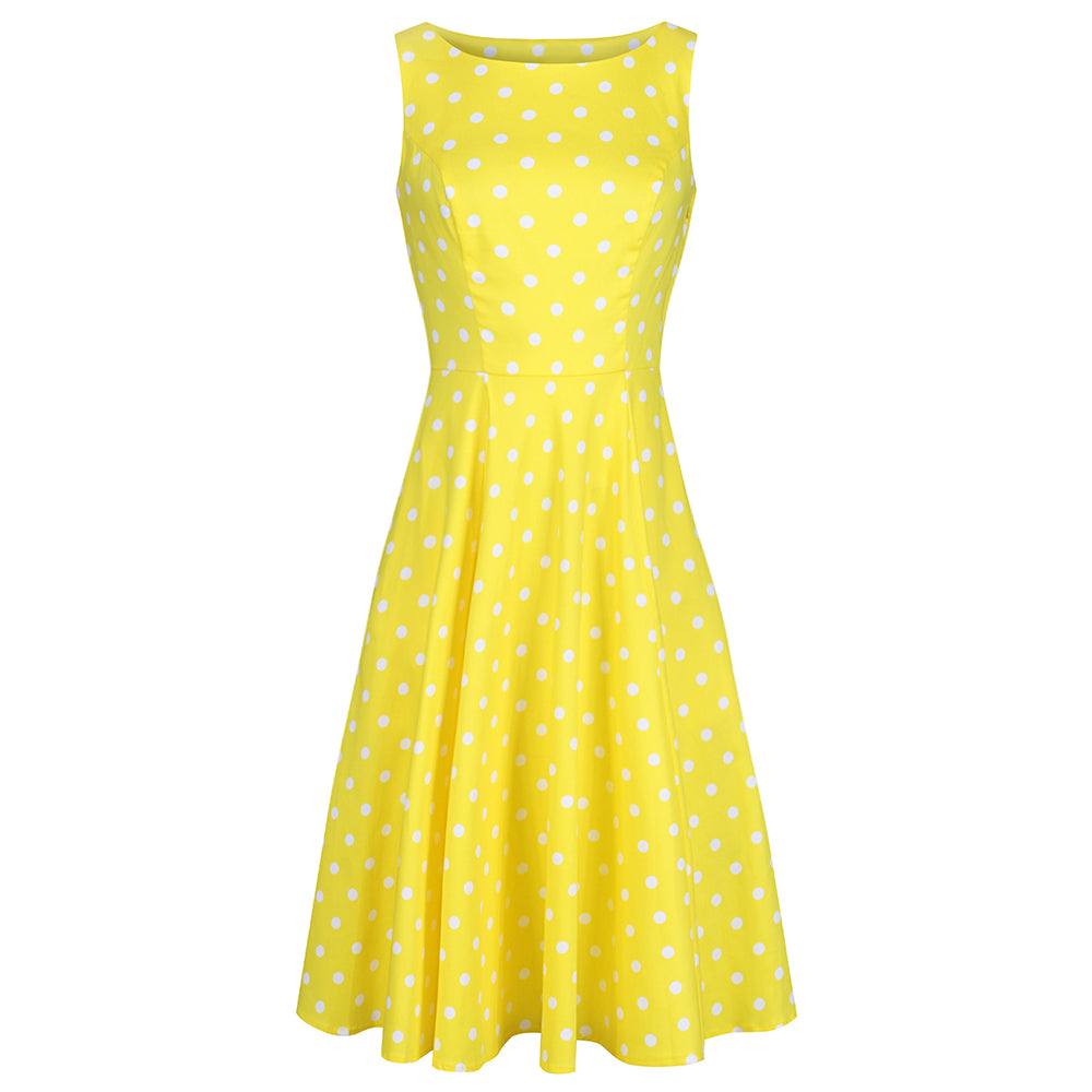 Yellow White Polka Dot Audrey Swing Dress