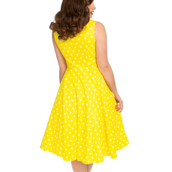 Yellow White Polka Dot Audrey Swing Dress