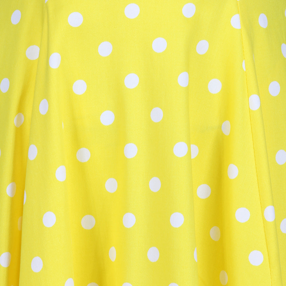 Yellow White Polka Dot Audrey Swing Dress