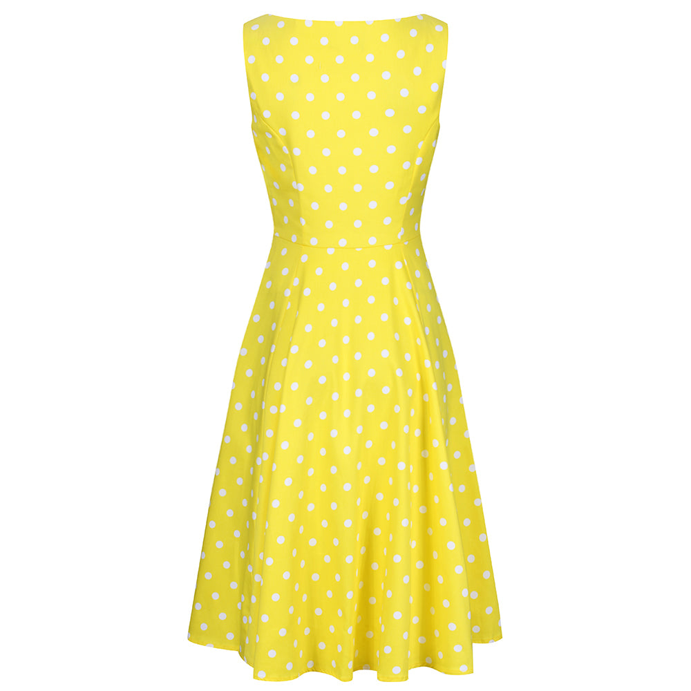 Yellow White Polka Dot Audrey Swing Dress