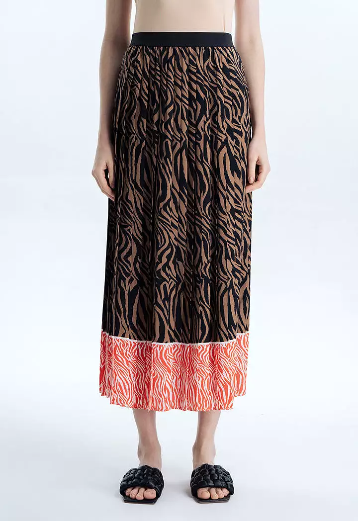 Zebra Print Skirt with Contrasting Hem