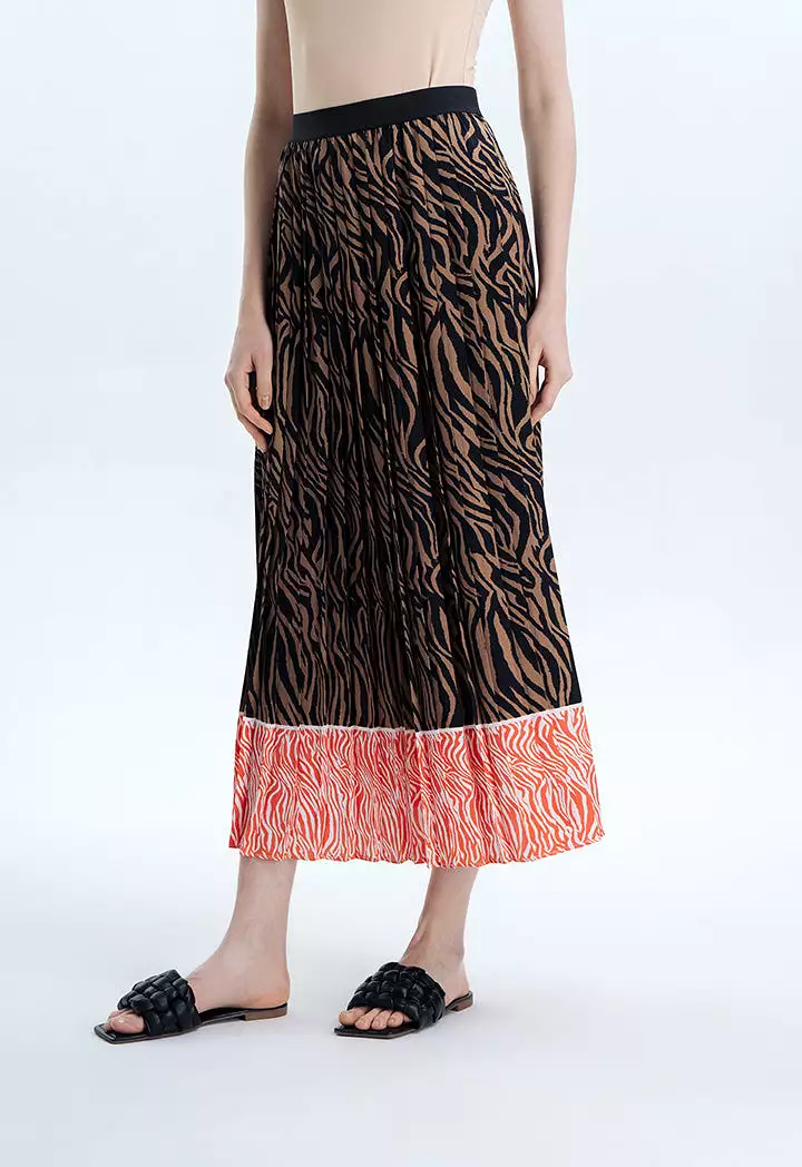 Zebra Print Skirt with Contrasting Hem