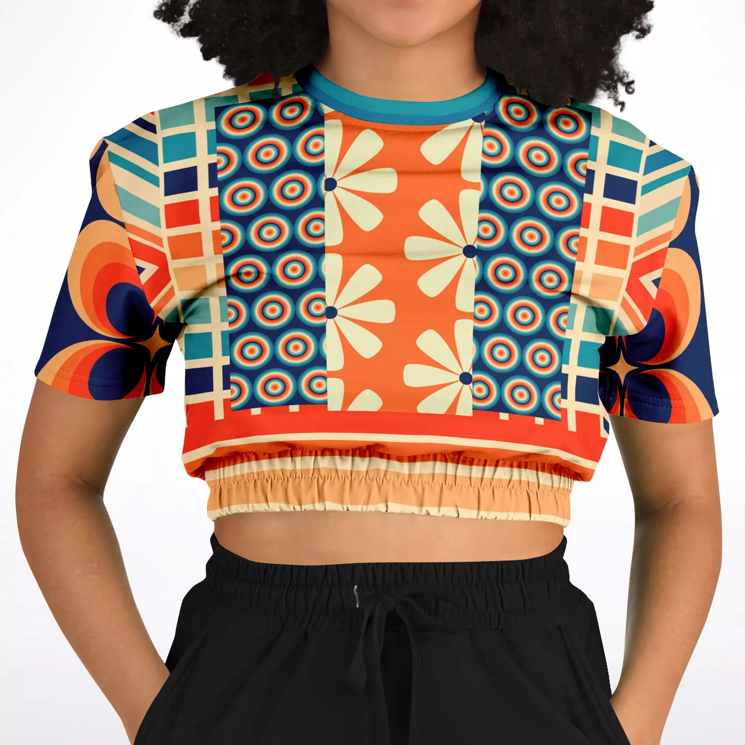 Ziggy Retro Short Sleeve Cropped Sweater - Eco-Poly