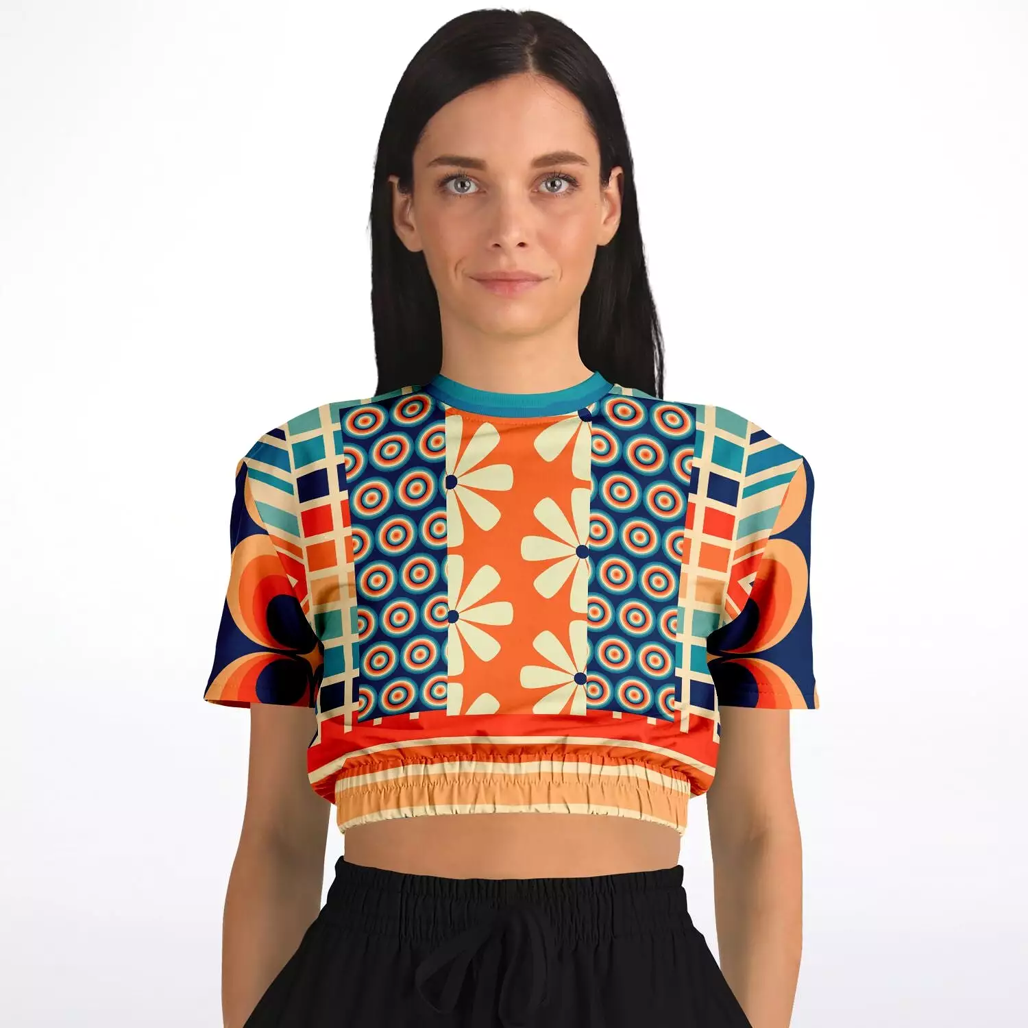 Ziggy Retro Short Sleeve Cropped Sweater - Eco-Poly