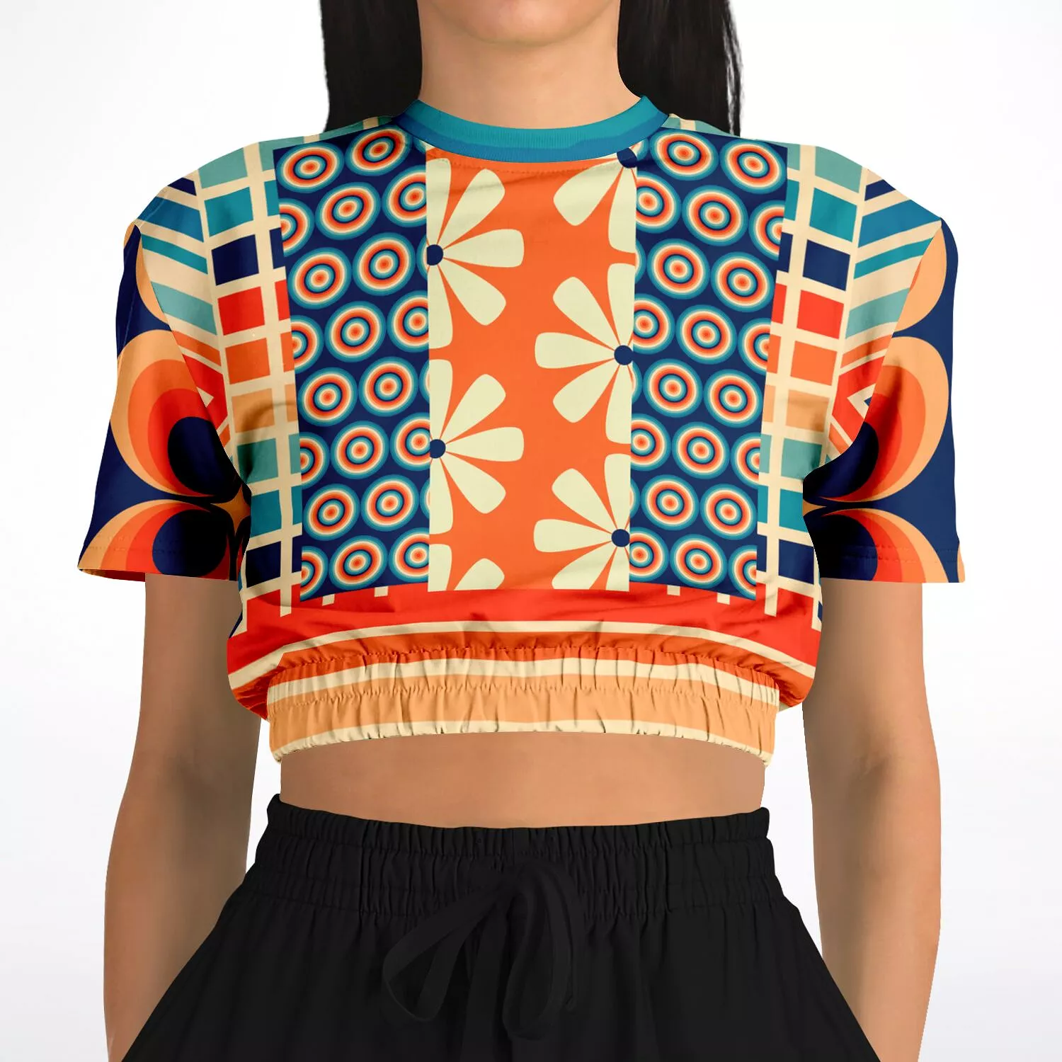 Ziggy Retro Short Sleeve Cropped Sweater - Eco-Poly