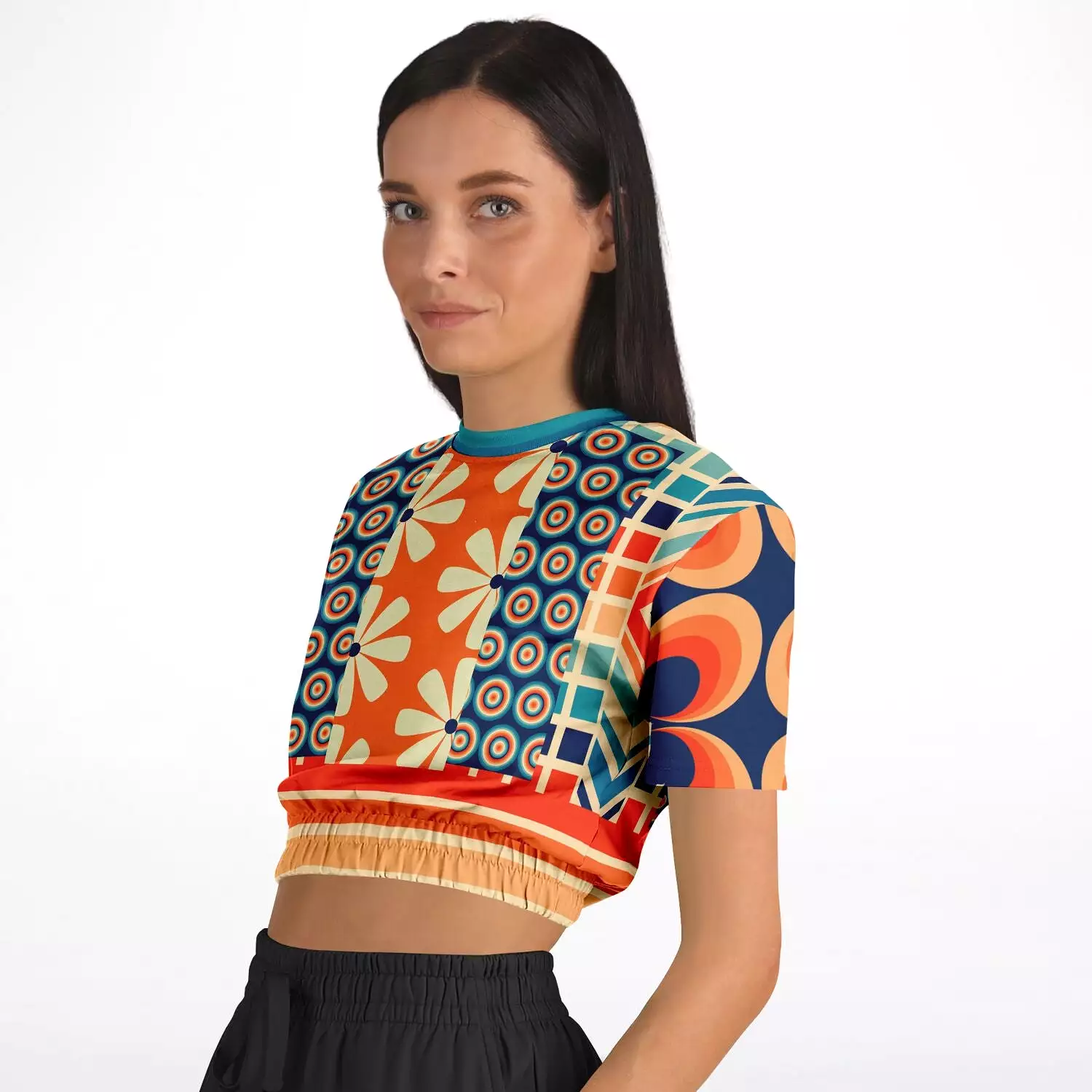 Ziggy Retro Short Sleeve Cropped Sweater - Eco-Poly