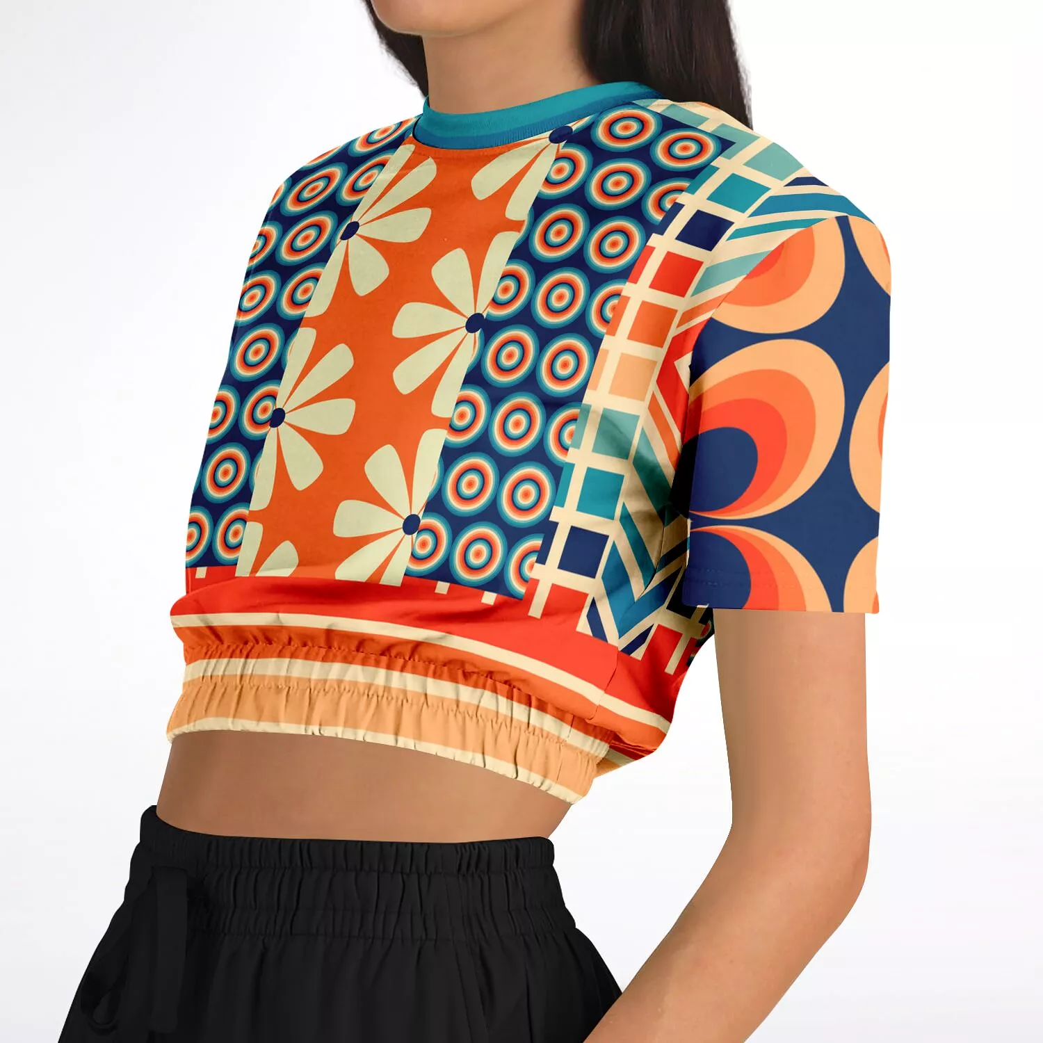 Ziggy Retro Short Sleeve Cropped Sweater - Eco-Poly